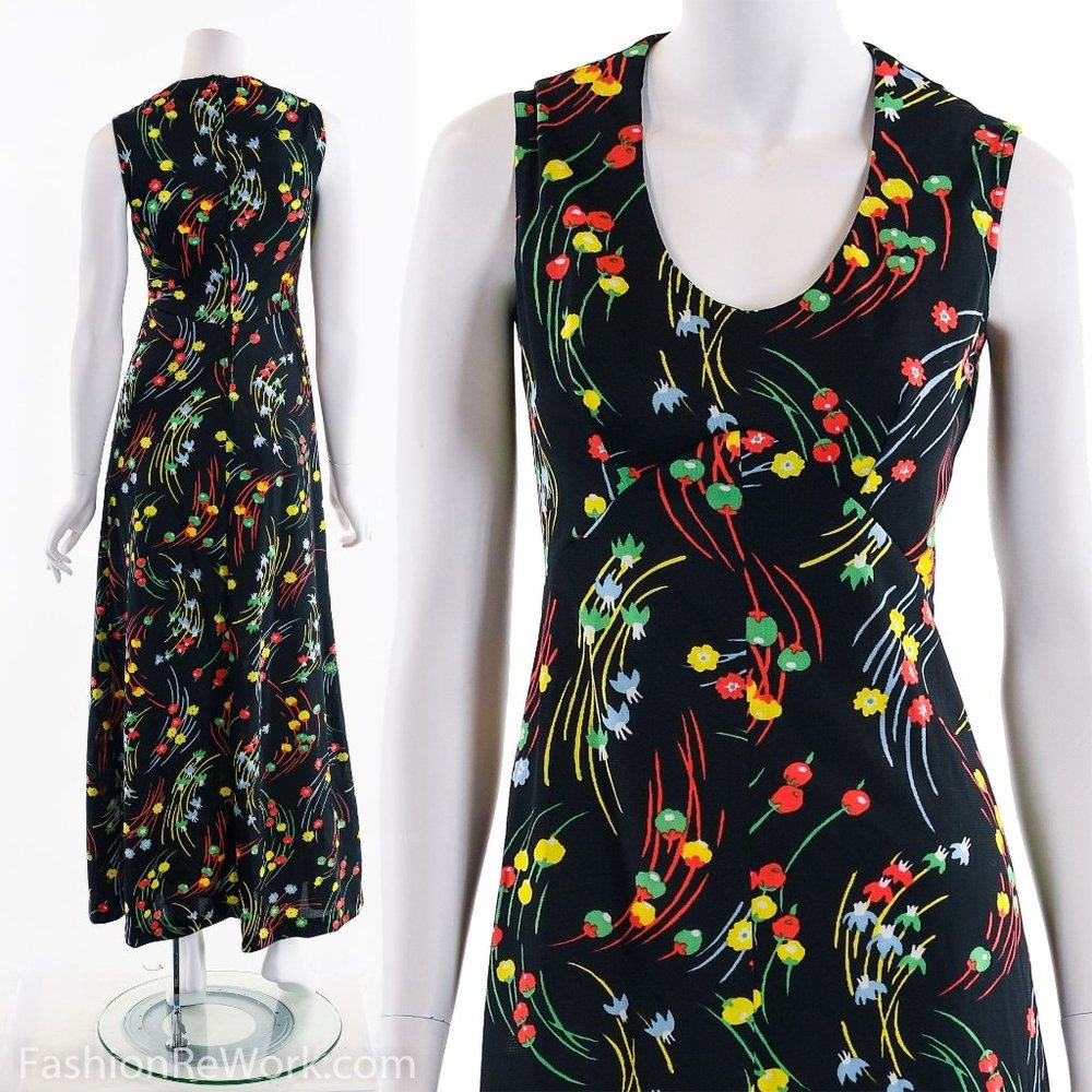 Vintage Floral Dress, Floral Dress, 60's Dress, Vintage Maxidress, Hippie Hippy